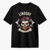 Lindsay Modern Tartan Crest 2D T-shirt - Alba Skull Style